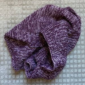 Knit Berry Purple & White Infinity Scarf